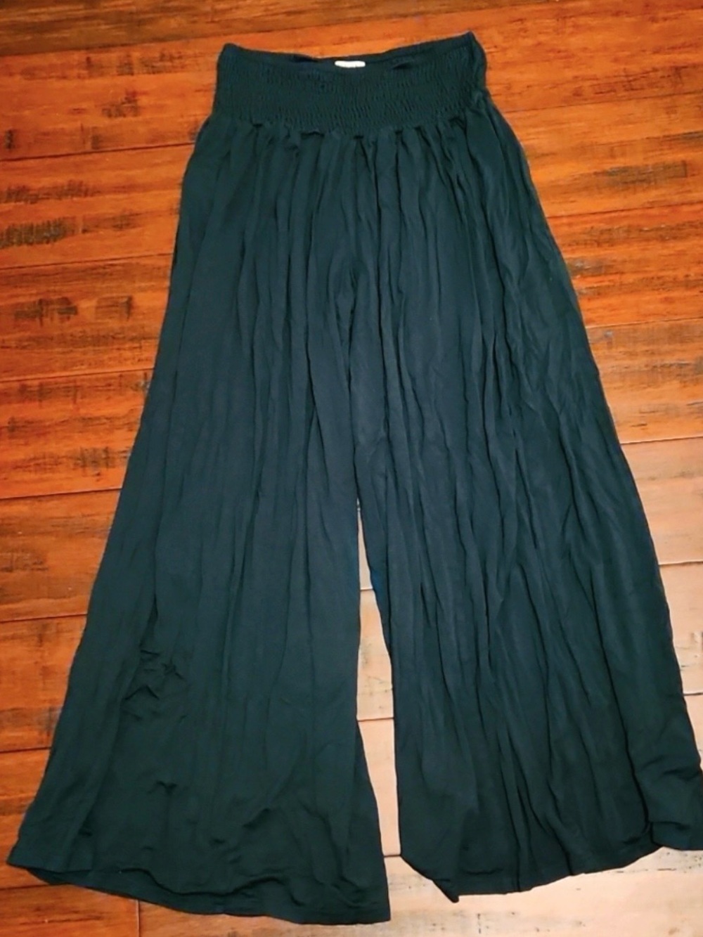 Earthbound Forest Green Wide Leg Smocked Waist Boho Pants XL 2X - Comfy Cool